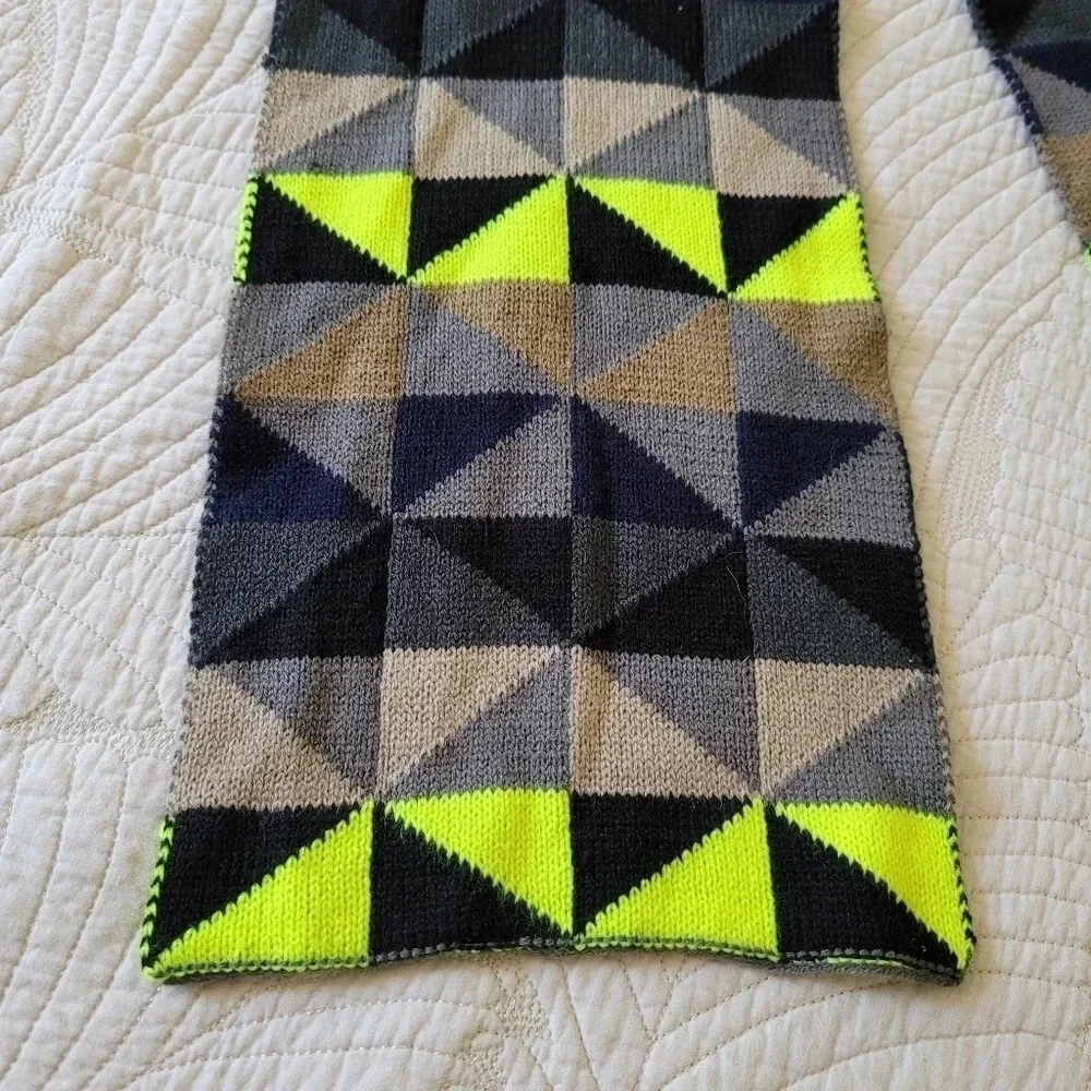 Men's Black Beige Yellow Diamond Winter Fall Scarf